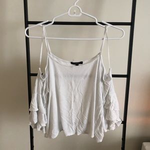 White Off the Shoulder Bell Sleeve Top